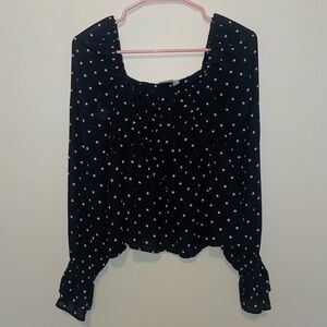 ASOS Black and White Polka Dot Square Neck Off the Shoulder Top Blouse Size 2